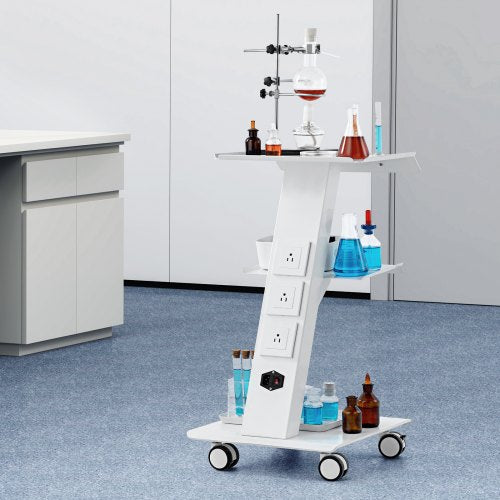 Lab Trolley Rolling Lab Cart with Builtin Socket 3Layer Metal Mobile