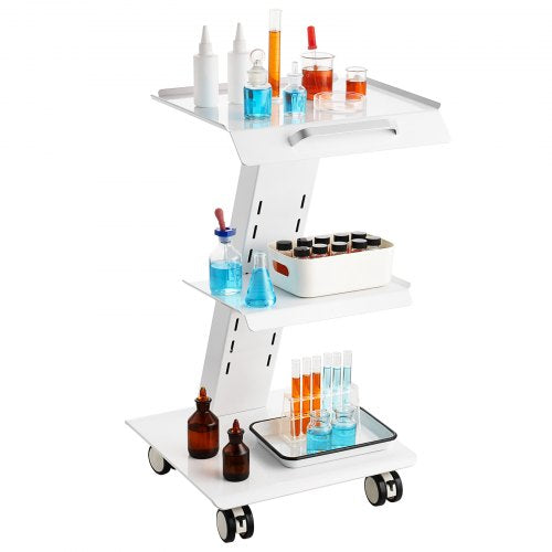 Lab Trolley Rolling Lab Cart with Builtin Socket 3Layer Metal Mobile