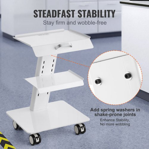 Lab Trolley 3Layer Rolling Lab Cart Metal Mobile Trolley with Swivel