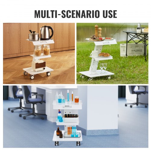 Lab Trolley 3Layer Rolling Lab Cart Metal Mobile Trolley with Swivel