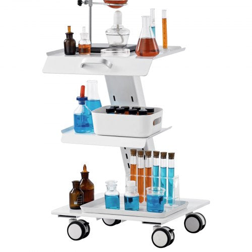 Lab Trolley 3Layer Rolling Lab Cart Metal Mobile Trolley with Swivel