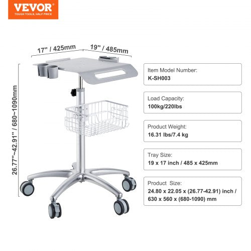 Medical Cart Salon Cart with Wheels Mobile Trolley Cart 26774291