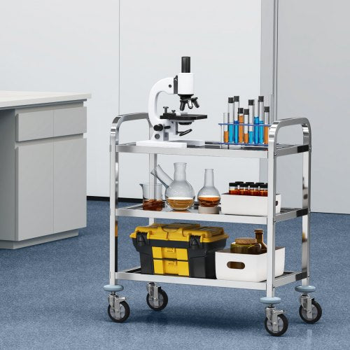 Stainless Steel Cart 3 Layers Lab Utility Cart 400 lbs Weight Capacity