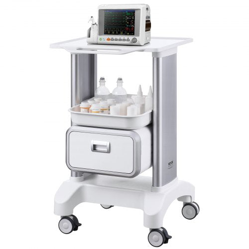 2 Tiers Lab Carts Lab Utility Cart with 1 Drawer 1 Top Tray Mobile