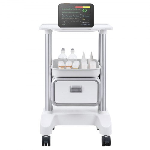2 Tiers Lab Carts Lab Utility Cart with 1 Drawer 1 Top Tray Mobile