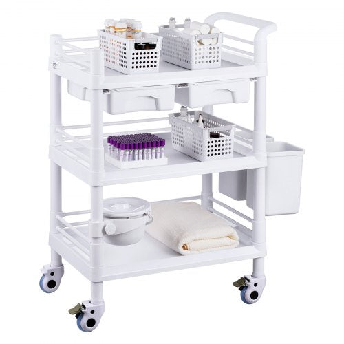 3 Tiers Lab Carts Lab Utility Cart with 3 Trays 4 Silent Wheels Mobile