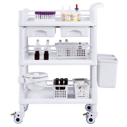 3 Tiers Lab Carts Lab Utility Cart with 3 Trays 4 Silent Wheels Mobile
