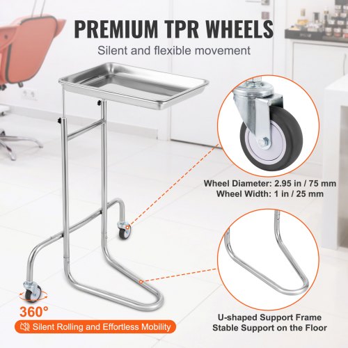 Stainless Steel Lab Carts Lab Utility Cart with Single Tray Mobile Medical
