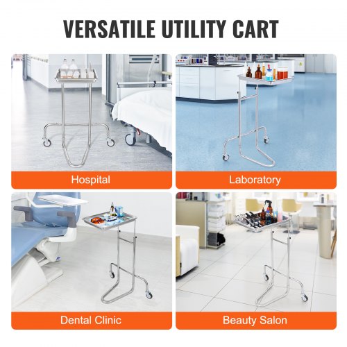 Stainless Steel Lab Carts Lab Utility Cart with Single Tray Mobile Medical