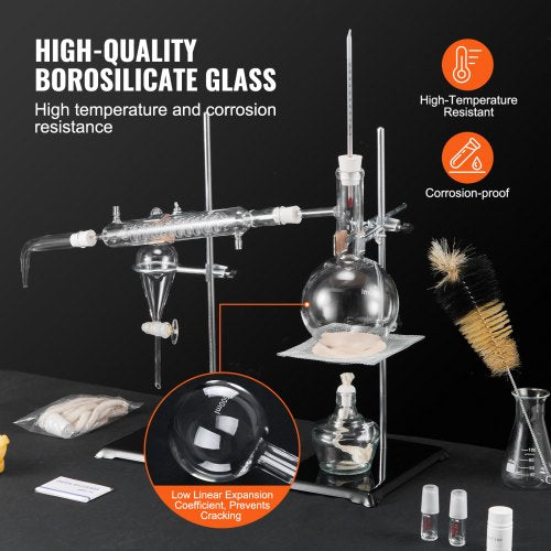 Essential Oil Distillation Kit 500ml Distillation Apparatus 33 Boro Lab