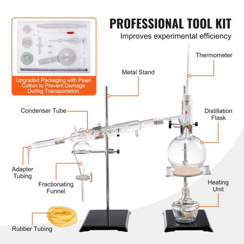 Essential Oil Distillation Kit 500ml Distillation Apparatus 33 Boro Lab