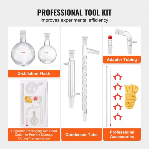 Lab Distillation Kit 33 Boro Lab Glassware Distillation Kit with 24 40