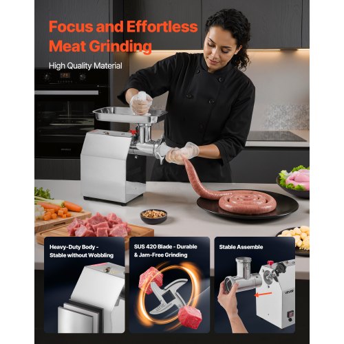 Commercial Electric Meat Grinder 7 lbsmin Capacity 12 Industrial Meat