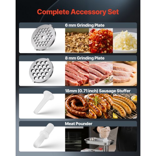 Commercial Electric Meat Grinder 5 Lbsmin Capacity 8 Industrial Mincer With 2