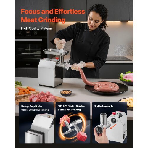 Commercial Electric Meat Grinder 5 Lbsmin Capacity 8 Industrial Mincer With 2