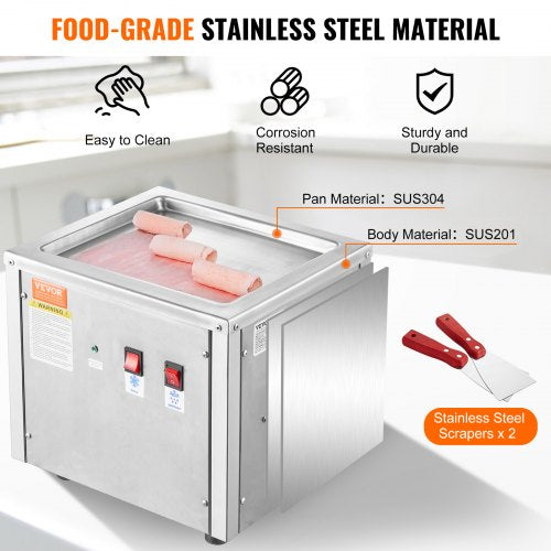 Fried Ice Cream Roll Machine 11 x 95 StirFried Ice Cream Pan Stainless
