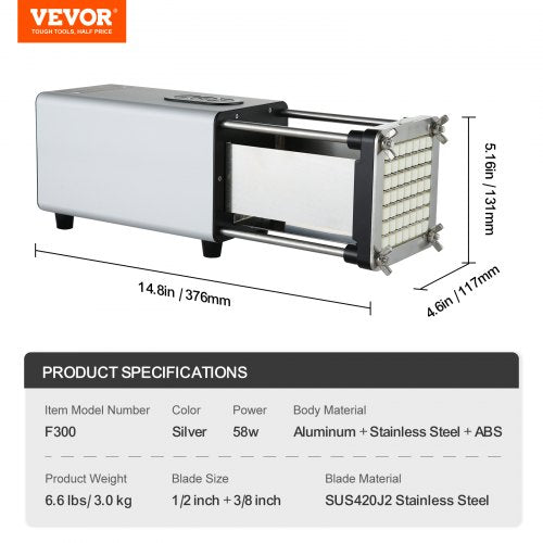 Electric French Fry Cutter Potato Slicer with 12Inch and 38Inch