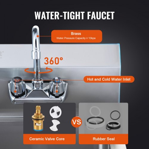 Commercial Hand Sink with Faucet Stainless Steel Sink for Washing Small