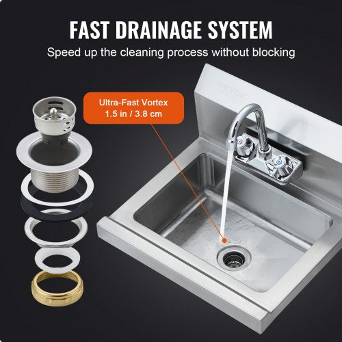 Commercial Hand Sink with Faucet Stainless Steel Sink for Washing Small