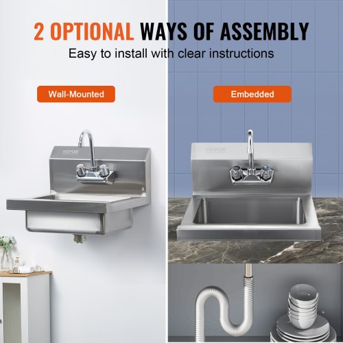 Commercial Hand Sink with Faucet Stainless Steel Sink for Washing Small