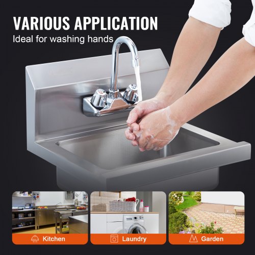 Commercial Hand Sink with Faucet Stainless Steel Sink for Washing Small