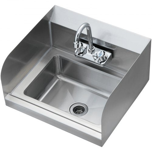 Commercial Hand Sink with Faucet and Side Splash Stainless Steel Sink
