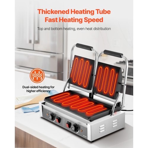 Commercial Panini Grill 3600W Electric Sandwich Panini Maker Stainless