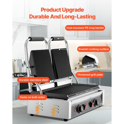 Commercial Panini Grill 3600W Electric Sandwich Panini Maker Stainless