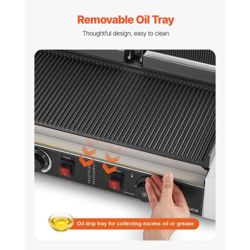 Commercial Panini Grill 3600W Electric Sandwich Panini Maker Stainless