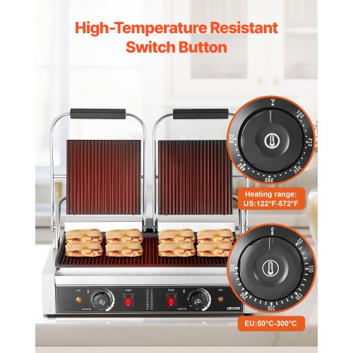 Commercial Panini Grill 3600W Electric Sandwich Panini Maker Stainless