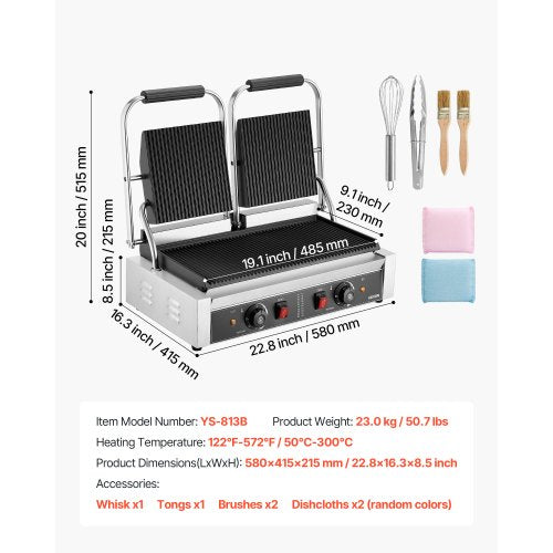Commercial Panini Grill 3600W Electric Sandwich Panini Maker Stainless