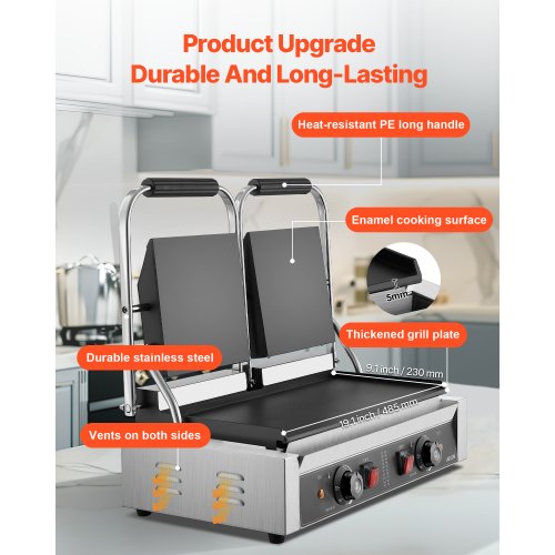 Commercial Panini Grill 3600W Electric Sandwich Panini Maker Stainless 2