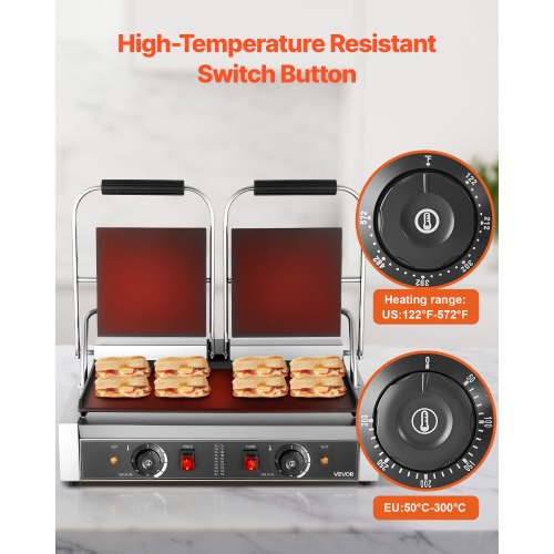 Commercial Panini Grill 3600W Electric Sandwich Panini Maker Stainless 2
