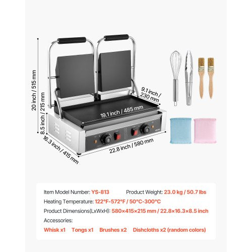 Commercial Panini Grill 3600W Electric Sandwich Panini Maker Stainless 2