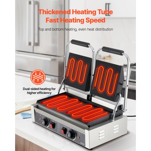 Commercial Panini Grill 3600W Electric Sandwich Panini Maker Stainless 3