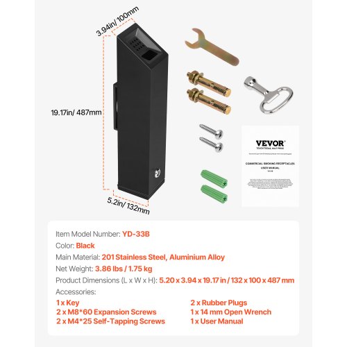 Cigarette Butt Receptacle Stainless Steel Cuboid Cigarette Butt Container
