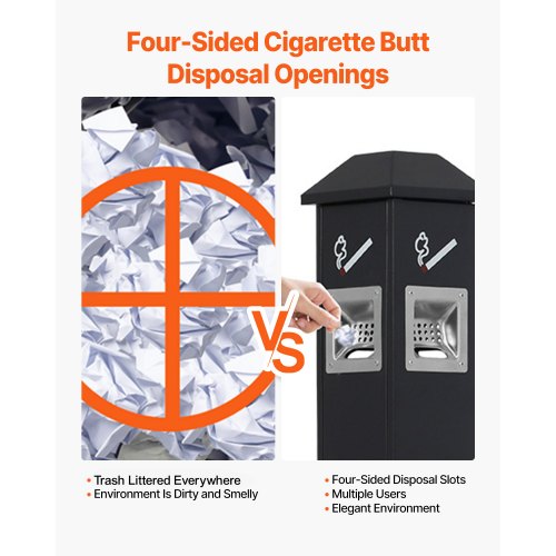 Cigarette Butt Receptacle Weatherproof Cigarette Butt Container with 4