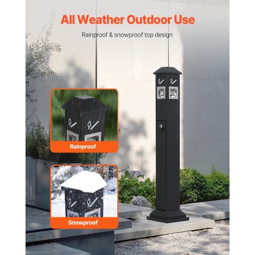 Cigarette Butt Receptacle Weatherproof Cigarette Butt Container with 4