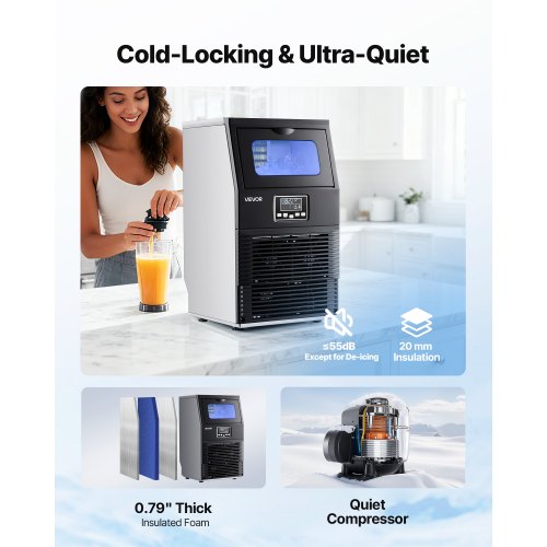 Commercial Ice Maker Machine 90 Lbs24H With 12Lbs Storage 32 Cubes Per Cycle