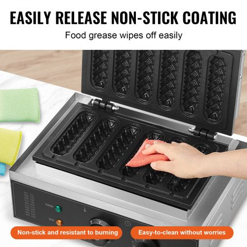 Commercial Waffle Stick Maker 6PCS 1500W Waffle Baker Machine NonStick