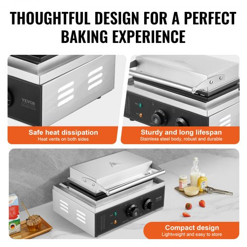Commercial Waffle Stick Maker 6PCS 1500W Waffle Baker Machine NonStick