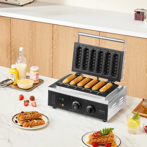 Commercial Waffle Stick Maker 6PCS 1500W Waffle Baker Machine NonStick