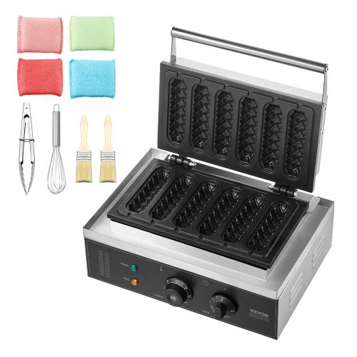 Commercial Waffle Stick Maker 6PCS 1500W Waffle Baker Machine NonStick