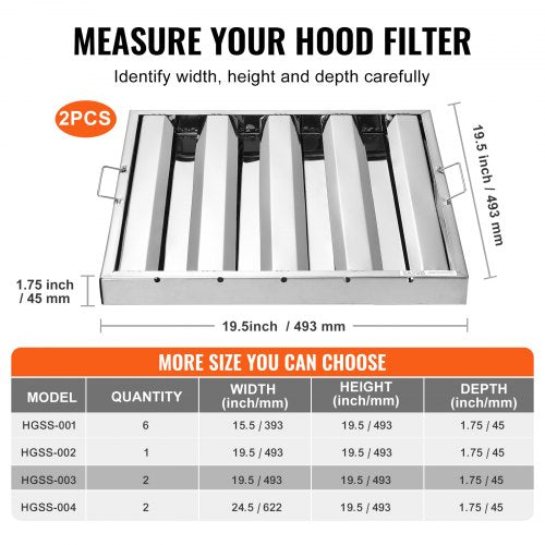 Commercial Hood Filter 195W x 195H Inch Range Hood Filters Stainless