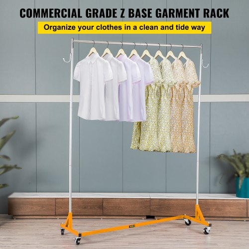 Z Rack Industrial Grade Z Base Garment Rack Height Adjustable Rolling Z