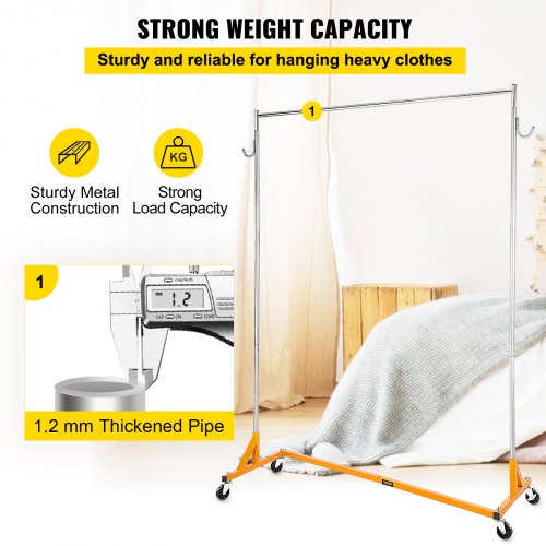 Z Rack Industrial Grade Z Base Garment Rack Height Adjustable Rolling Z