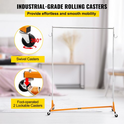 Z Rack Industrial Grade Z Base Garment Rack Height Adjustable Rolling Z