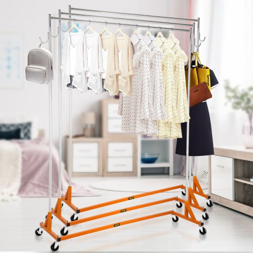 Z Rack Industrial Grade Z Base Garment Rack Height Adjustable Rolling Z