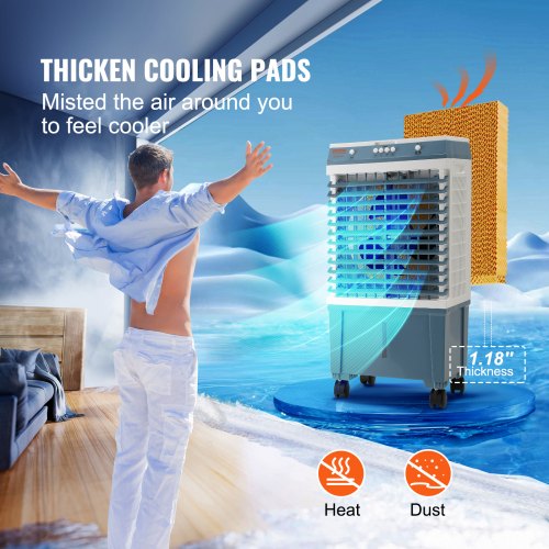 Evaporative Cooler 1400 CFM Air Cooler 84° Oscillating Swamp Cooler5 Gal