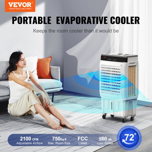 Evaporative Air Cooler 2100 CFM 135° Oscillating Swamp Cooler with Adjustable 3